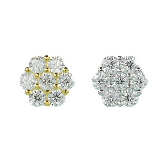 VVS1 Moissanite 8.8mm Rounded Stud Earrings