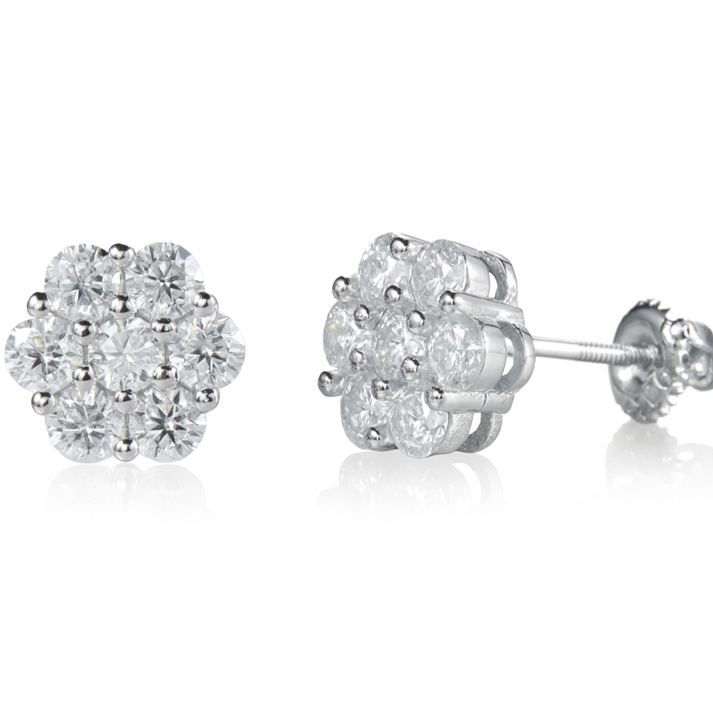 VVS1 Moissanite 8.8mm Rounded Stud Earrings