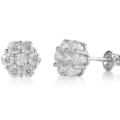 VVS1 Moissanite 8.8mm Rounded Stud Earrings