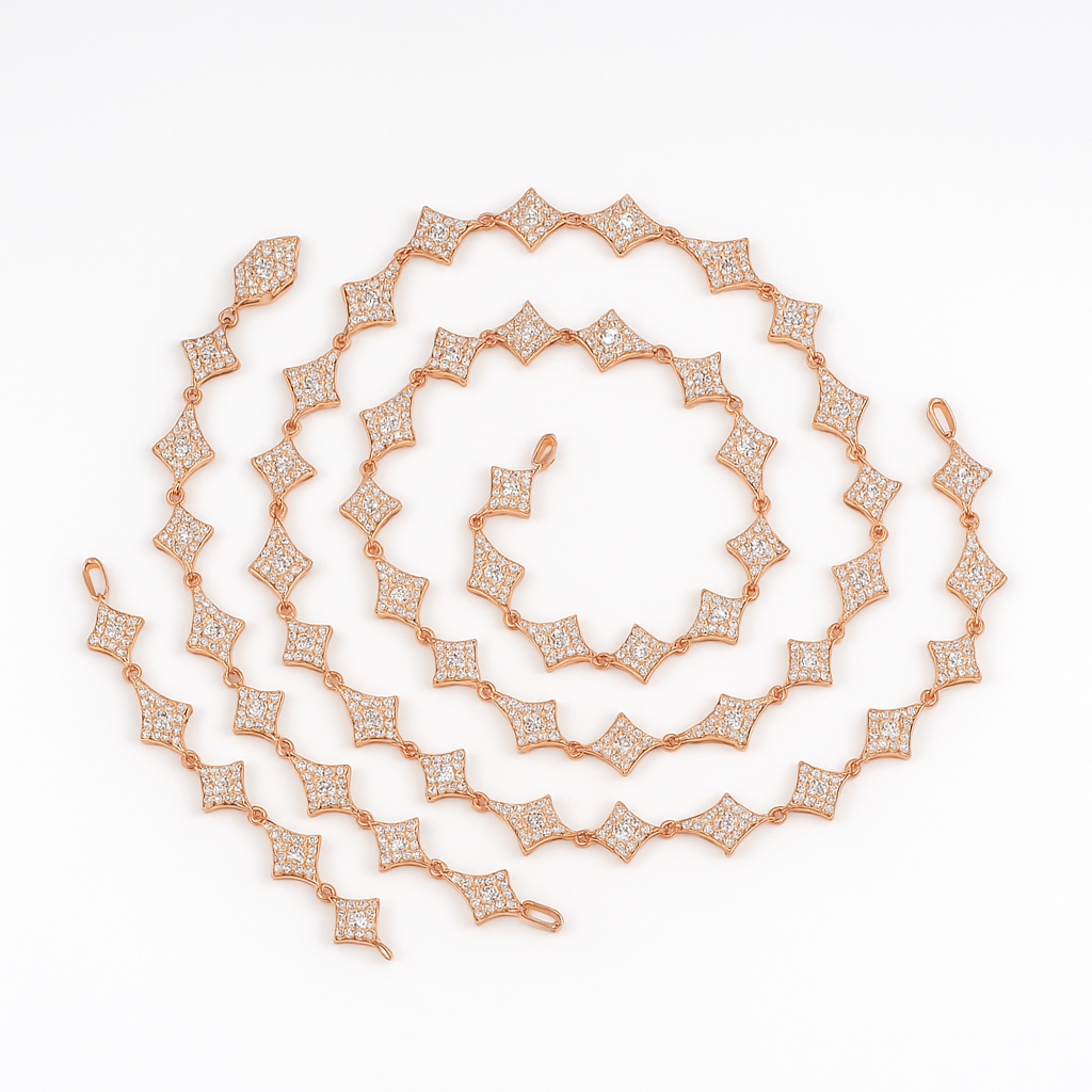 VVS1 Moissanite 8mm Thistles and Thorns Link Chain & Bracelet