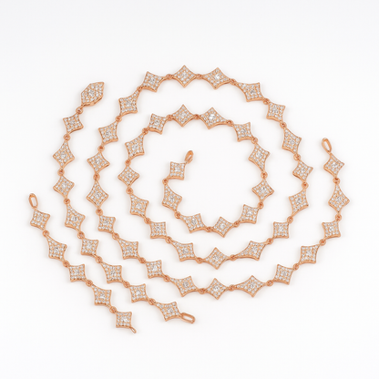 VVS1 Moissanite 8mm Thistles and Thorns Link Chain & Bracelet