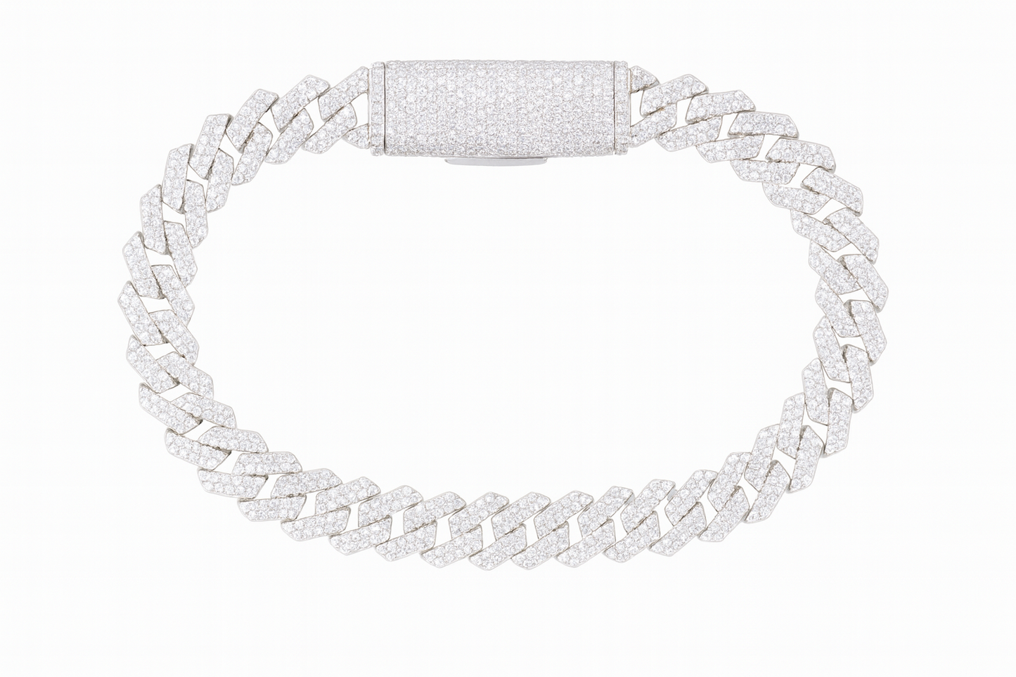 VVS1 Moissanite 8mm Two Rows Cuban Link Bracelet