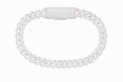 VVS1 Moissanite 8mm Two Rows Cuban Link Bracelet