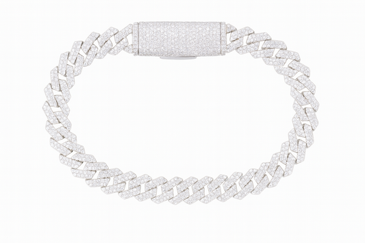 VVS1 Moissanite 8mm Two Rows Cuban Link Bracelet