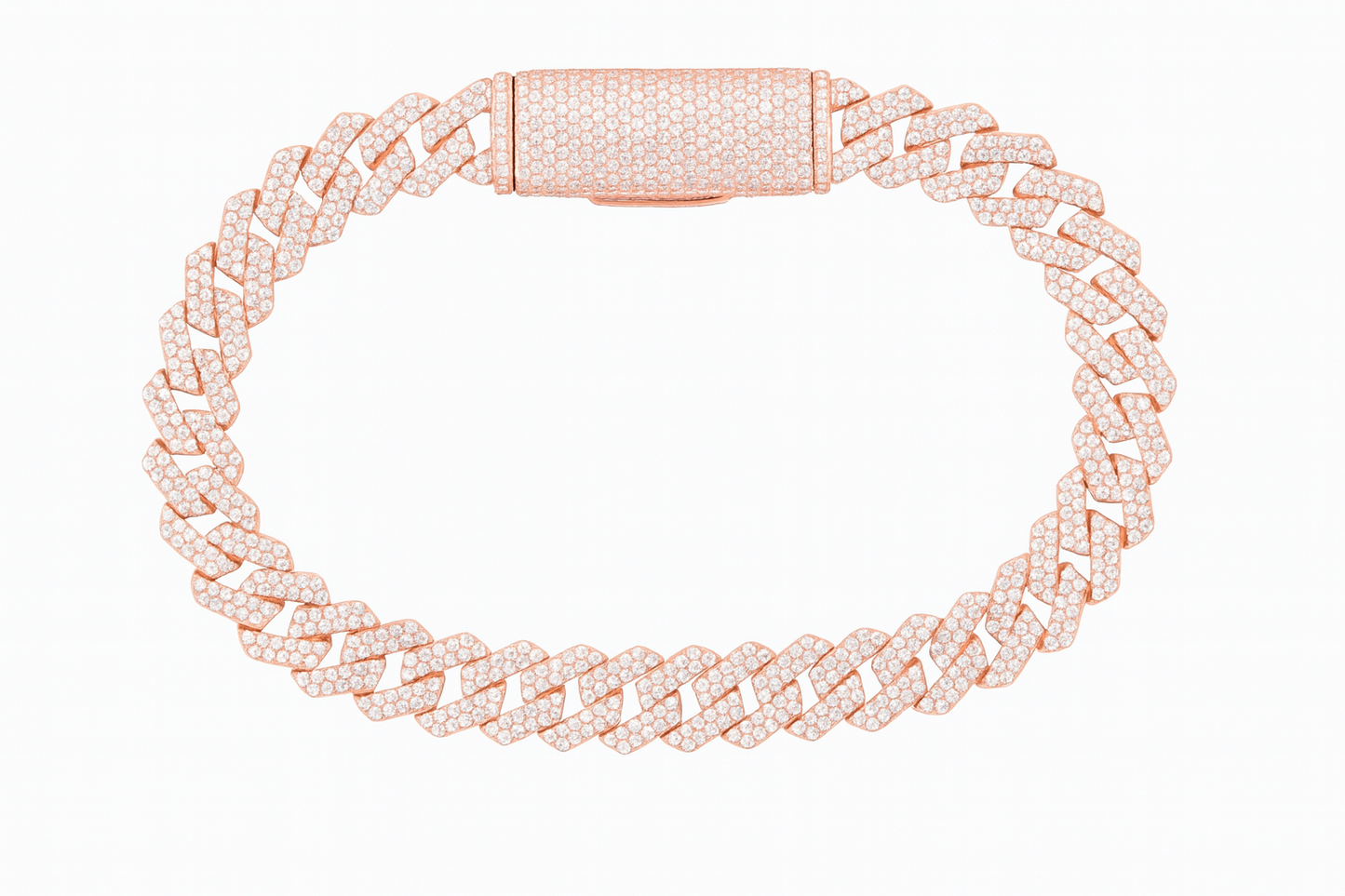 VVS1 Moissanite 8mm Two Rows Cuban Link Bracelet