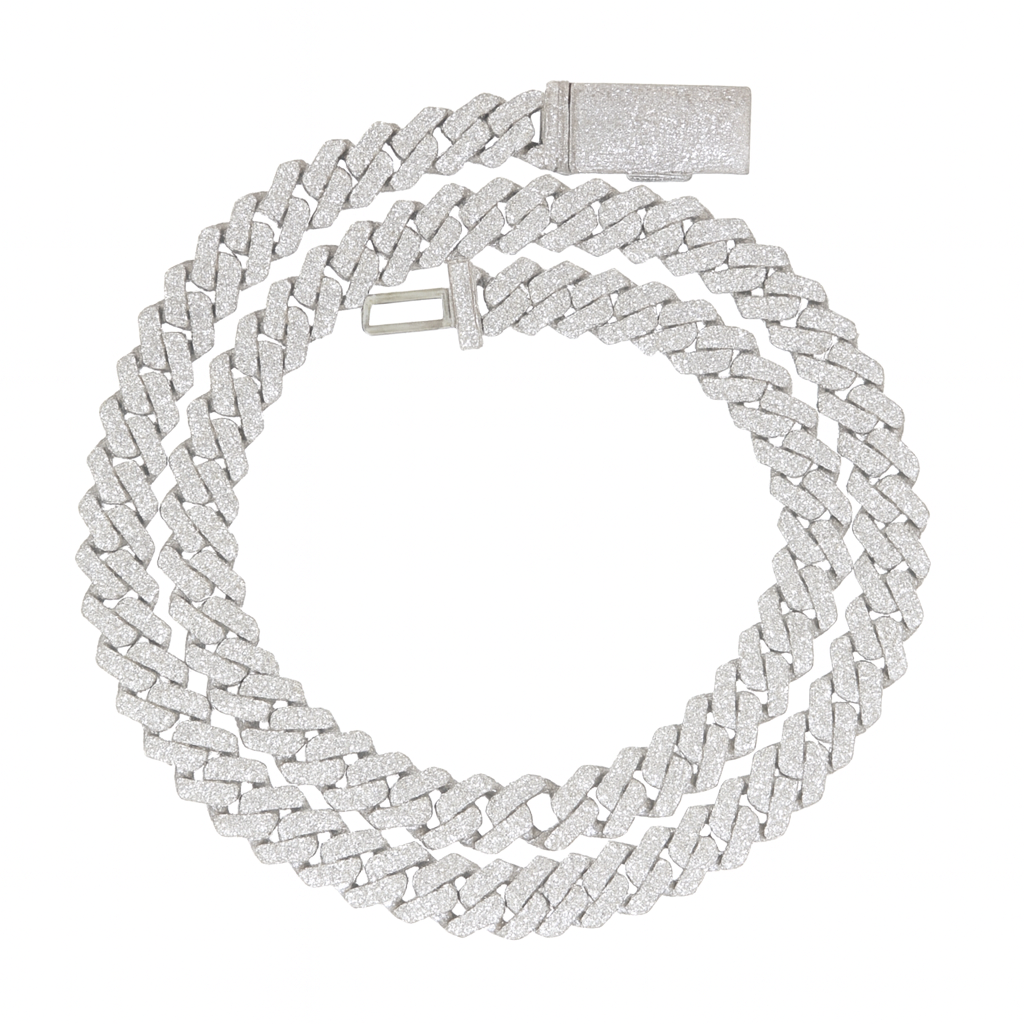 VVS1 Moissanite 8mm Two Rows Cuban Link Chain