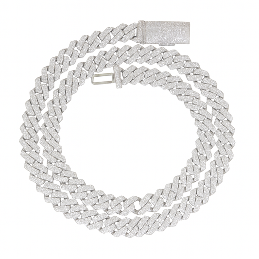 VVS1 Moissanite 8mm Two Rows Cuban Link Chain