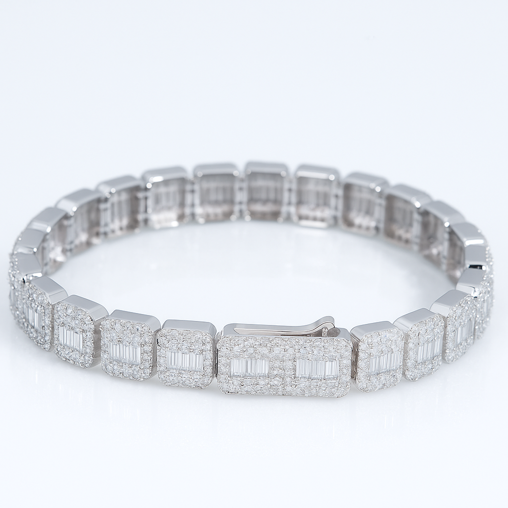 VVS1 Moissanite 9mm Baguette & Rounded Bracelet