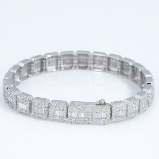 VVS1 Moissanite 9mm Baguette & Rounded Bracelet