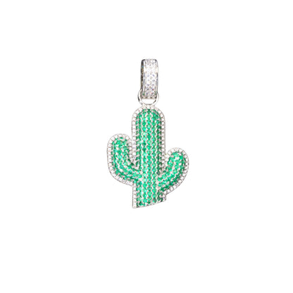 VVS1 Moissanite Green Cactus Pendant