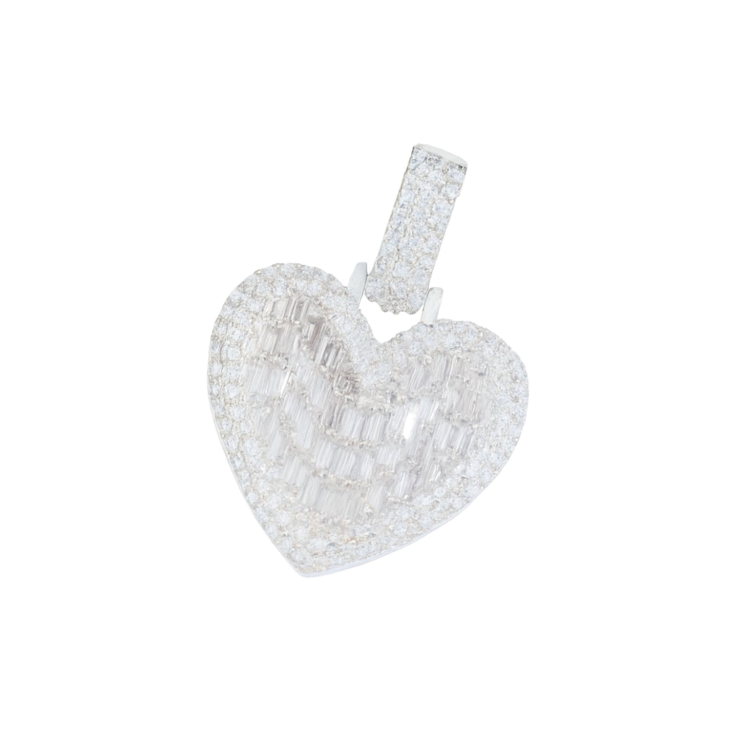 VVS1 Moissanite Heart Baguette & Rounded Pendant