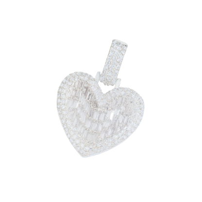 VVS1 Moissanite Heart Baguette & Rounded Pendant