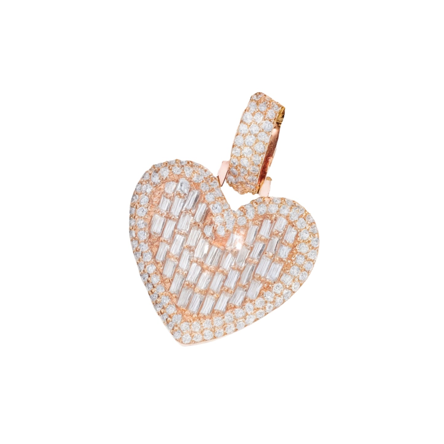 VVS1 Moissanite Heart Baguette & Rounded Pendant