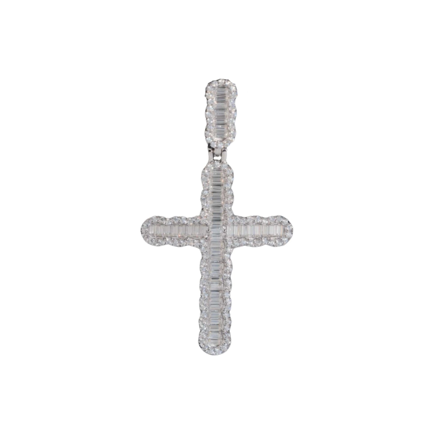 VVS1 Moissanite Iced-Out Baguette Cross Pendant
