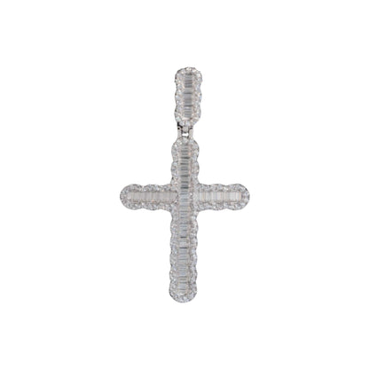 VVS1 Moissanite Iced-Out Baguette Cross Pendant