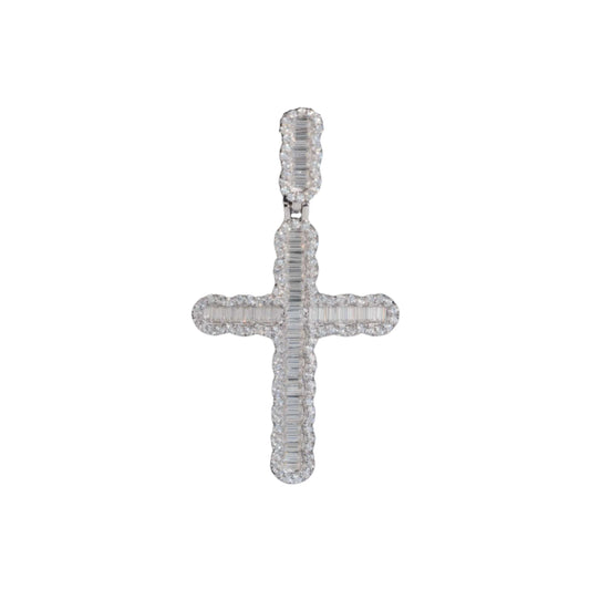 VVS1 Moissanite Iced-Out Baguette Cross Pendant