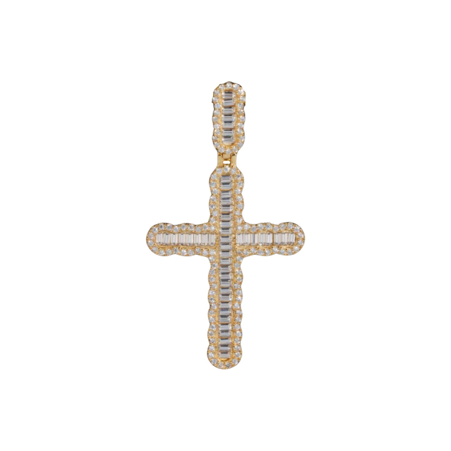 VVS1 Moissanite Iced-Out Baguette Cross Pendant