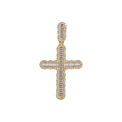 VVS1 Moissanite Iced-Out Baguette Cross Pendant