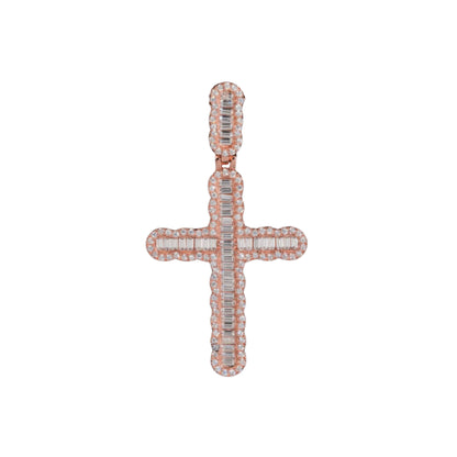 VVS1 Moissanite Iced-Out Baguette Cross Pendant