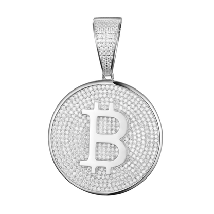 VVS1 Moissanite Iced-Out Bitcoin Pendant