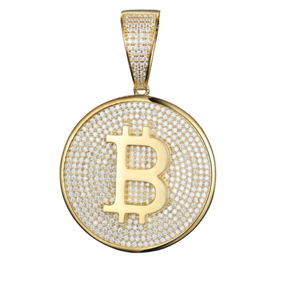 VVS1 Moissanite Iced-Out Bitcoin Pendant