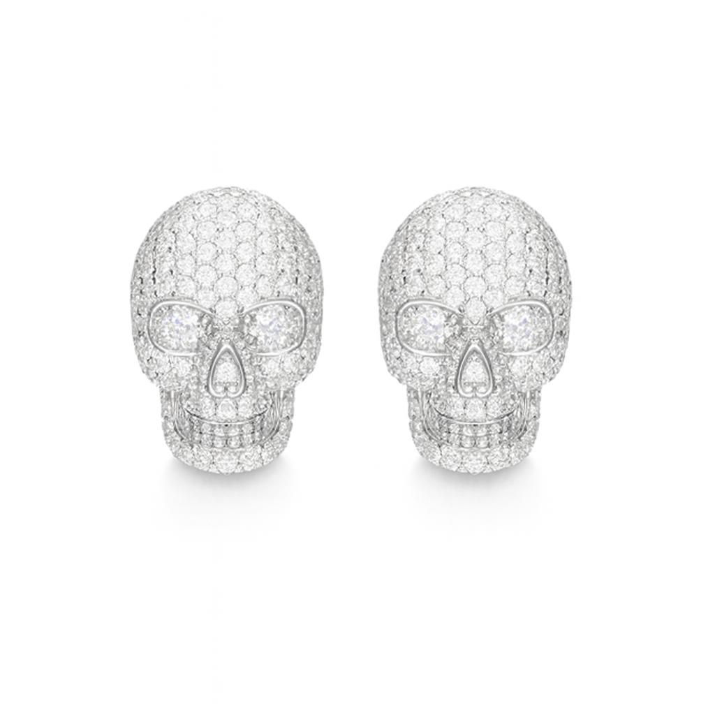 VVS1 Moissanite Skull Stud Earrings