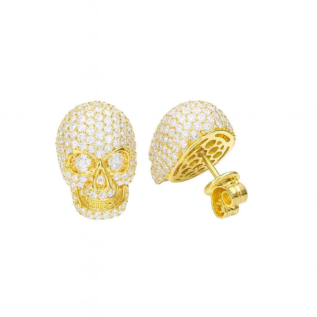 VVS1 Moissanite Skull Stud Earrings