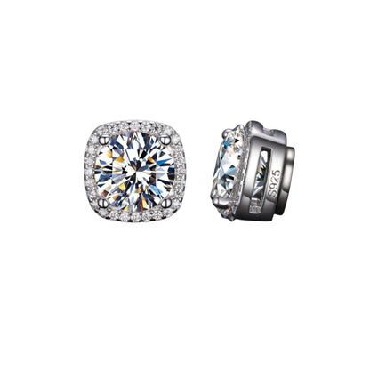 VVS1 Moissanite Square Halo Magnetic Earrings