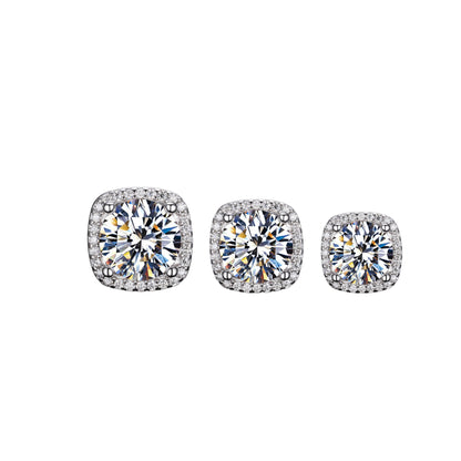 VVS1 Moissanite Square Halo Magnetic Earrings