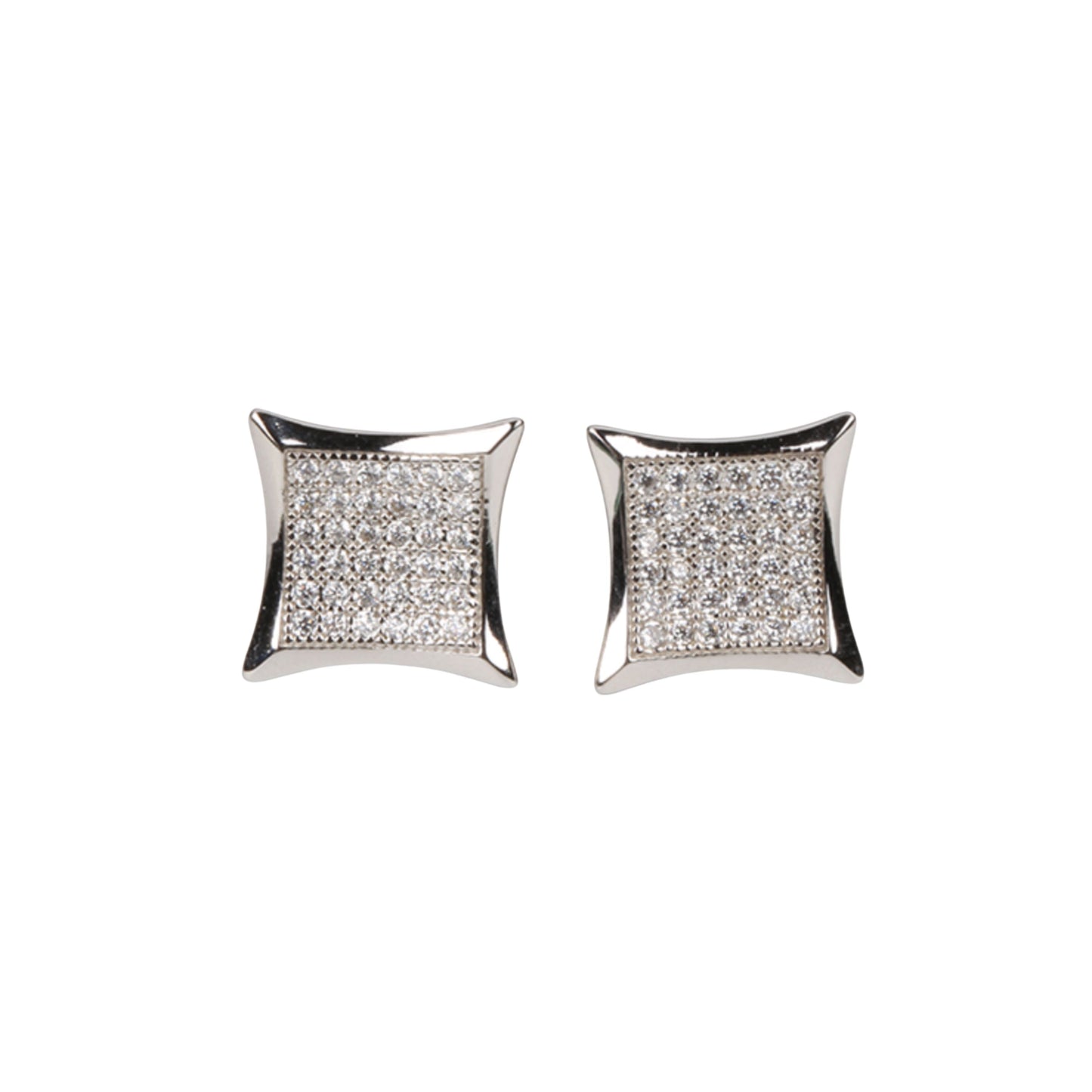 VVS1 Moissanite Square Shape Curved Frame Stud Earrings