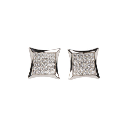VVS1 Moissanite Square Shape Curved Frame Stud Earrings