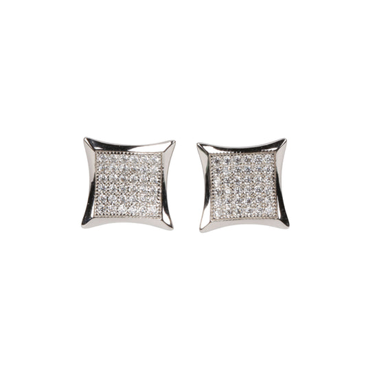 VVS1 Moissanite Square Shape Curved Frame Stud Earrings