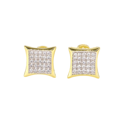 VVS1 Moissanite Square Shape Curved Frame Stud Earrings